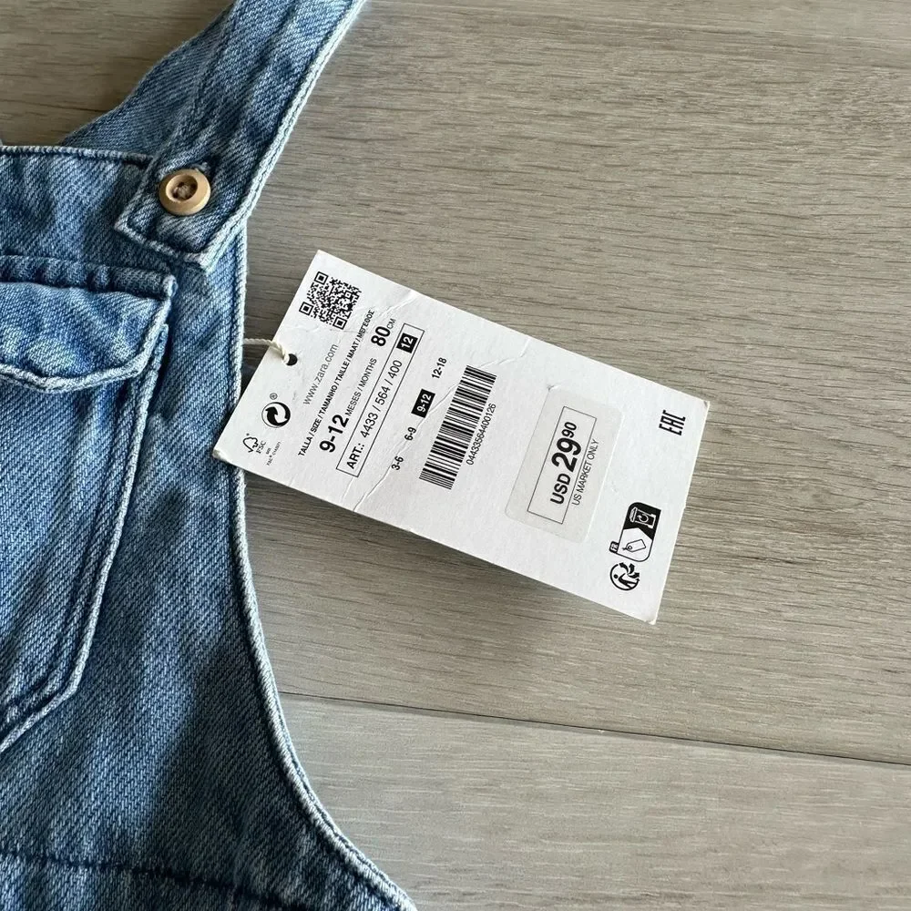 Zara Denim Overalls Jean 9-12‎ months NWT